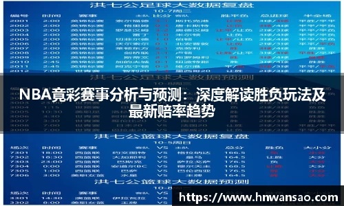 NBA竟彩赛事分析与预测：深度解读胜负玩法及最新赔率趋势